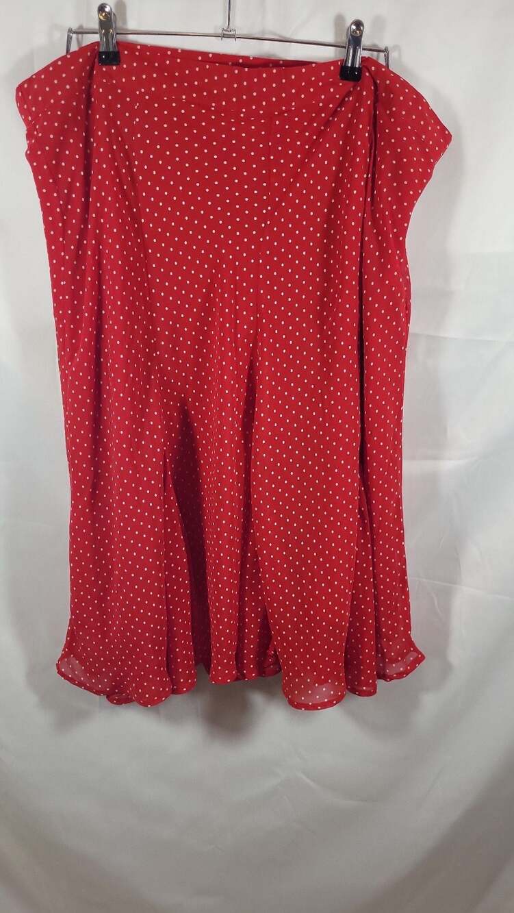 Jaclyn Smith Red and White Polka Dot Chiffon Ruffle Skirt Plus Size 2X